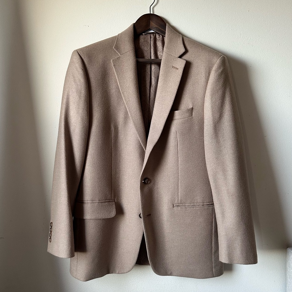 Ralph Lauren Wool Silk Cashmere Blazer Tan Sport Coat 40R